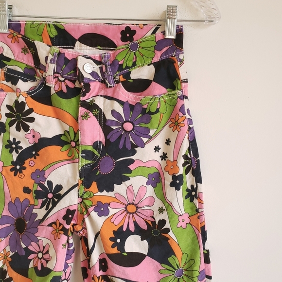 Bdg Size 24 Psychedelic Casual Cowboy Corduroy Pant Trippy Retro 70s Print - Picture 3 of 12